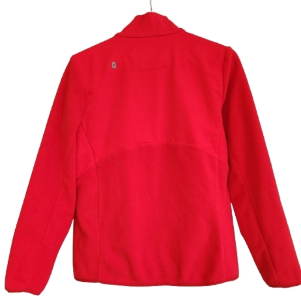 FIGS Vibrant Red On Shift Full Zip Fleece Jacket Size M 7 Pockets Mock Neck Soft - Picture 2 of 16